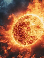 Intense Sunlight Radiating Heat on Isolated Background