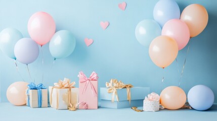 Pastel Balloons and Gifts Celebration