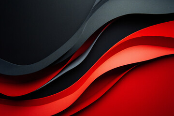 Abstract Flowing Red and Black Fabric with Smooth, Glossy Texture