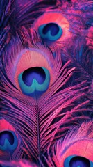 Vibrant Peacock Feathers in Neon Hues