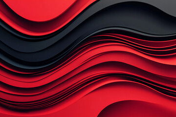 Abstract Flowing Red and Black Fabric with Smooth, Glossy Texture