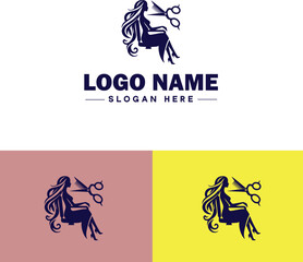 Hair Salon icon Hairdressing salon Hair studio Beauty salon flat logo sign symbol editable vector