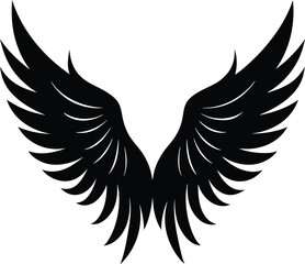 Obraz premium Black wings silhouette vector set