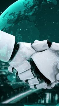 Futuristic robot artificial intelligence huminoid AI programming coding technology development and machine learning concept. Robotic bionic science research for future of human life. 3D rendering.