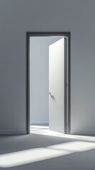 Naklejka premium A door is open in a room with a white wall