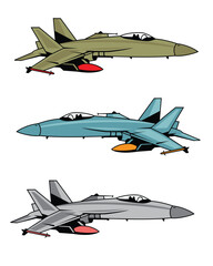vector illustration of military jet fighter