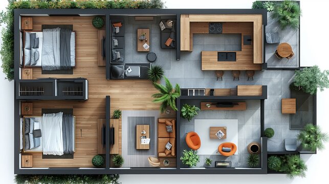 Floor plan top view. Apartment interior isolated on white background. Mockup design concept.