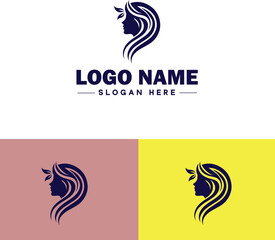 Naklejka premium Hair Salon icon Hairdressing salon Hair studio Beauty salon flat logo sign symbol editable vector