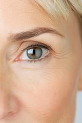 Realistic Portrait of a Middle-Aged Woman with Wrinkles and Eye Bags