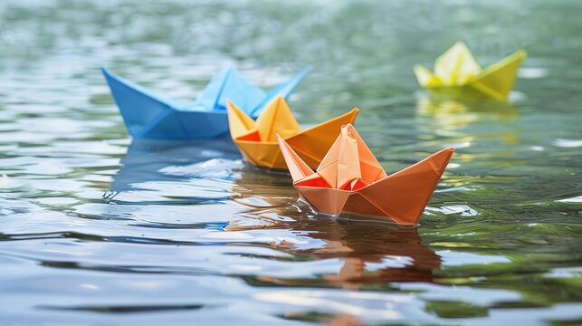 Colorful Paper Boat - a charming and vibrant visual. The playful design captures the essence of creativity and imagination.