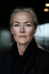 Fototapeta premium Realistic Portrait of a Middle-Aged Woman with Wrinkles and Eye Bags