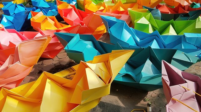 Colorful Paper Boat - a charming and vibrant visual. The playful design captures the essence of creativity and imagination.