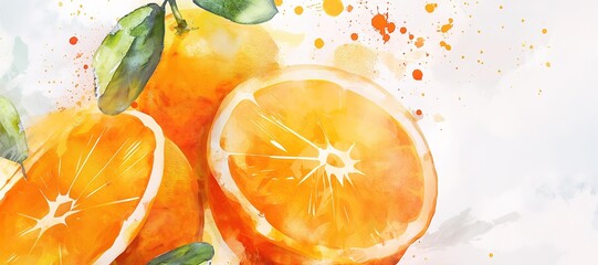 orange fruit watercolor paint brush background 1