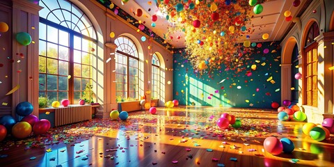 Obraz premium Festive Architectural Photography - Colorful Confetti & Sparkle