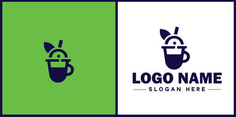 Bubble Tea Shop icon Boba tea shop Pearl milk tea shop Bubble drink café flat logo sign symbol editable vector