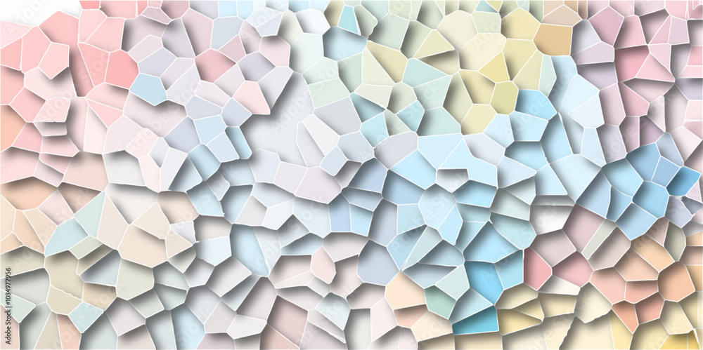 Poster quartz light multicolor broken stained glass background white stoke with shadows. abstract colorful 