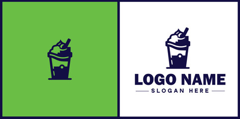 Bubble Tea Shop icon Boba tea shop Pearl milk tea shop Bubble drink café flat logo sign symbol editable vector