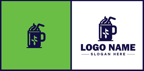 Bubble Tea Shop icon Boba tea shop Pearl milk tea shop Bubble drink café flat logo sign symbol editable vector