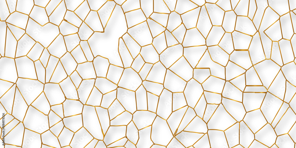 Poster abstract golden hexagon graphic ornament. arabian stylish seamless pattern on white background. crea