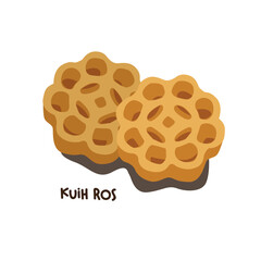 Vector illustration of famous Malaysian traditional Eid festive dessert, kuih Raya called kuih ros 
