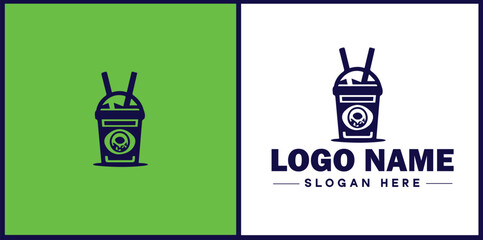 Bubble Tea Shop icon Boba tea shop Pearl milk tea shop Bubble drink café flat logo sign symbol editable vector