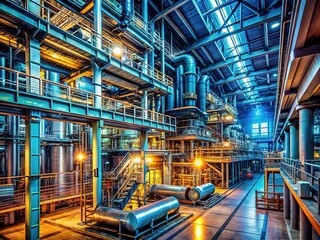 Obraz premium Futuristic Industrial Complex Interior - AI Photo