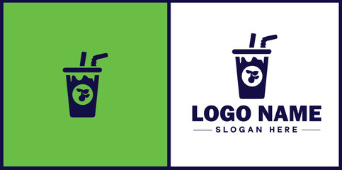 Bubble Tea Shop icon Boba tea shop Pearl milk tea shop Bubble drink café flat logo sign symbol editable vector