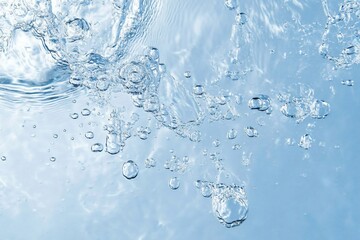 Tranquil Light Blue Water with Bubbles and Ripples