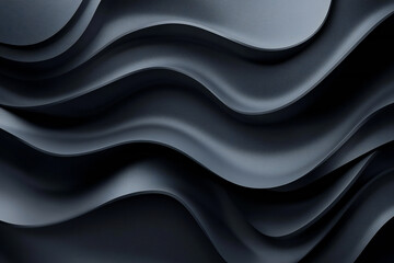 Obraz premium Abstract Black Waves with Smooth Curves and Fluid Lines in a Sleek and Minimalist Modern Design