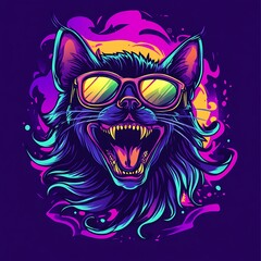 Obraz premium Retro Cat with Sunglasses