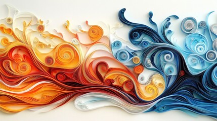 Paper Art of Fire and Water Abstract