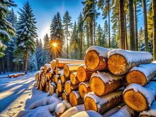 Fototapeta premium Harz Mountains Winter Wonderland - Snow-Covered Logs
