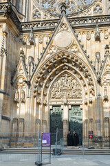 The main entrance to St Vitus Cathedral near the New Royal Palace in Prague in Czech Republic