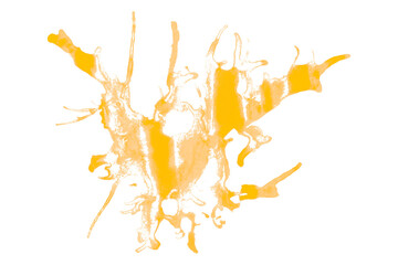 Separate splash of yellow watercolor stains on transparent background.