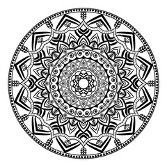 Illustration mandala design with black and white background
