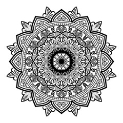 Illustration mandala design with black and white background
