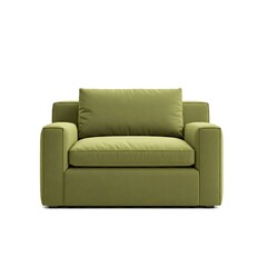 Green lounge chair isolated on white background, furniture home decoration design