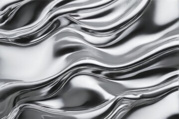Elegant and Modern Metallic Surface with WaveLike Patterns and Shiny Silver Finish, Conveying Sophistication and Movement.