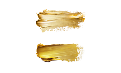 Abstract gold brush stroke oil paint isolated on white background, paste.