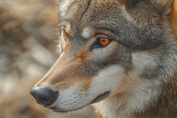 Fototapeta premium Wolf's face with orange eyes