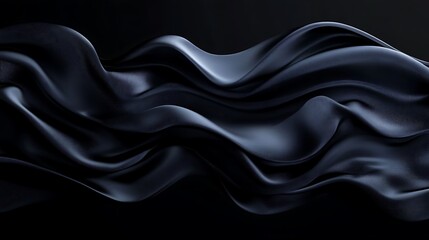 Obraz premium Black silk satin background with waves, Abstract background silky fabric