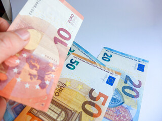 Euro banknotes close-up. 50 euro close-up. (currency of the European Union).