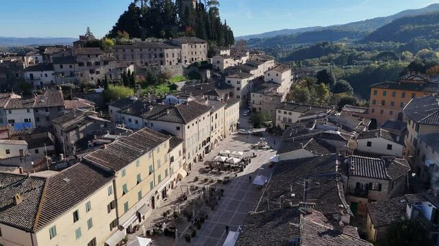The square of the historic center of Cetona, Tuscany, Siena. Italy.
Aerial view of the main square of Cetona, frequented by Italian and foreign celebrities.