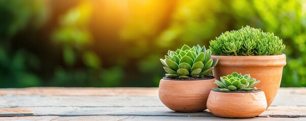 Frugality minimalism choices type. A beautiful display of potted succulents in natural light.