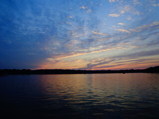 colorful sunset on a lake in Michigan 