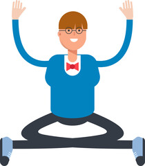 Boy with Bowtie Suit Character Sitting Illustration
