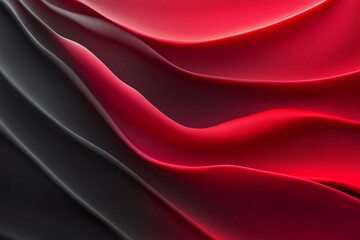 Obraz premium Abstract Flowing Red and Black Fabric with Smooth, Glossy Texture