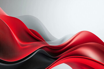 Abstract Flowing Red and Black Fabric with Smooth, Glossy Texture