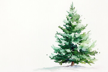 Fototapeta premium Watercolor painting of Christmas tree.