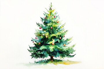 Fototapeta premium Watercolor painting of Christmas tree.